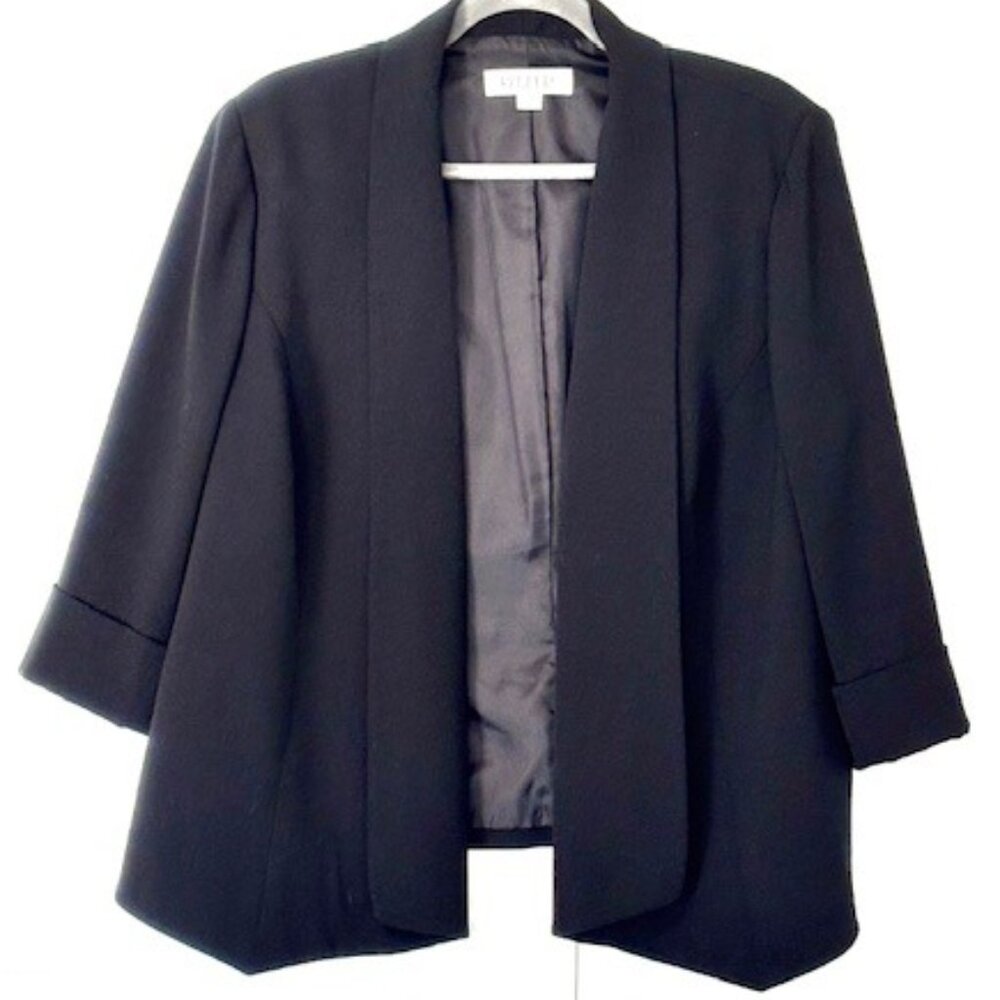 Kasper Black 3/4 Sleeve Swing Jacket - 18W